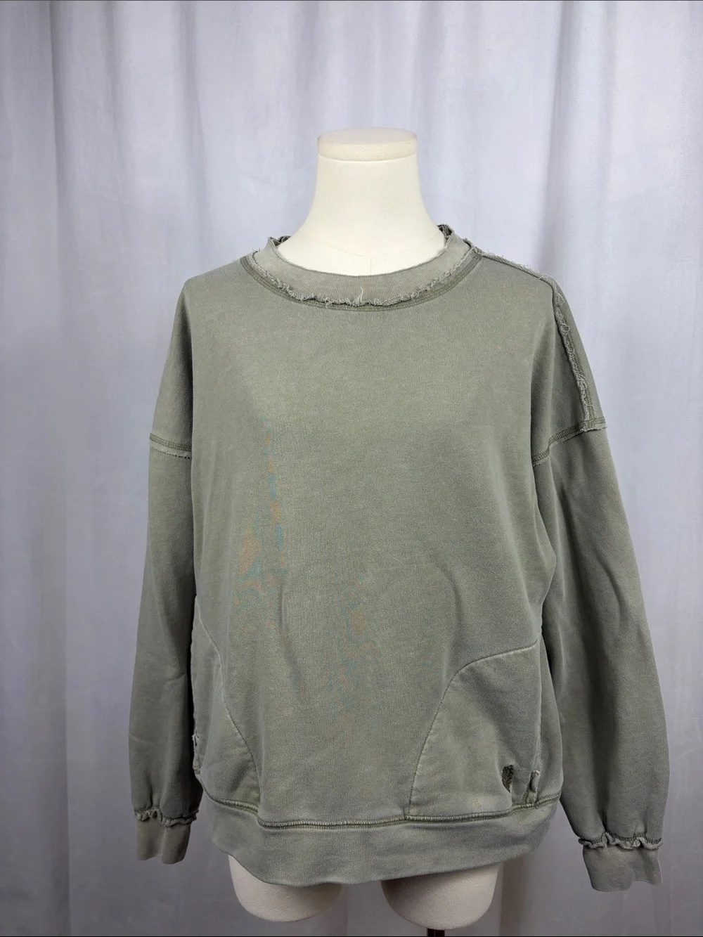 Free People Movement Women's Army Green Metti Crewneck Sweatshirt.